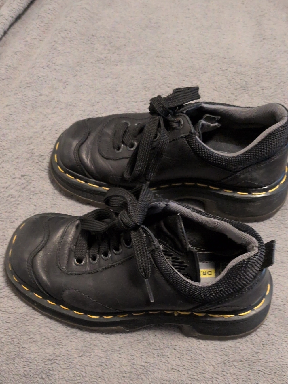 Dr. Martens Black Kids Lace-Up Sneakers with Yellow Stitching